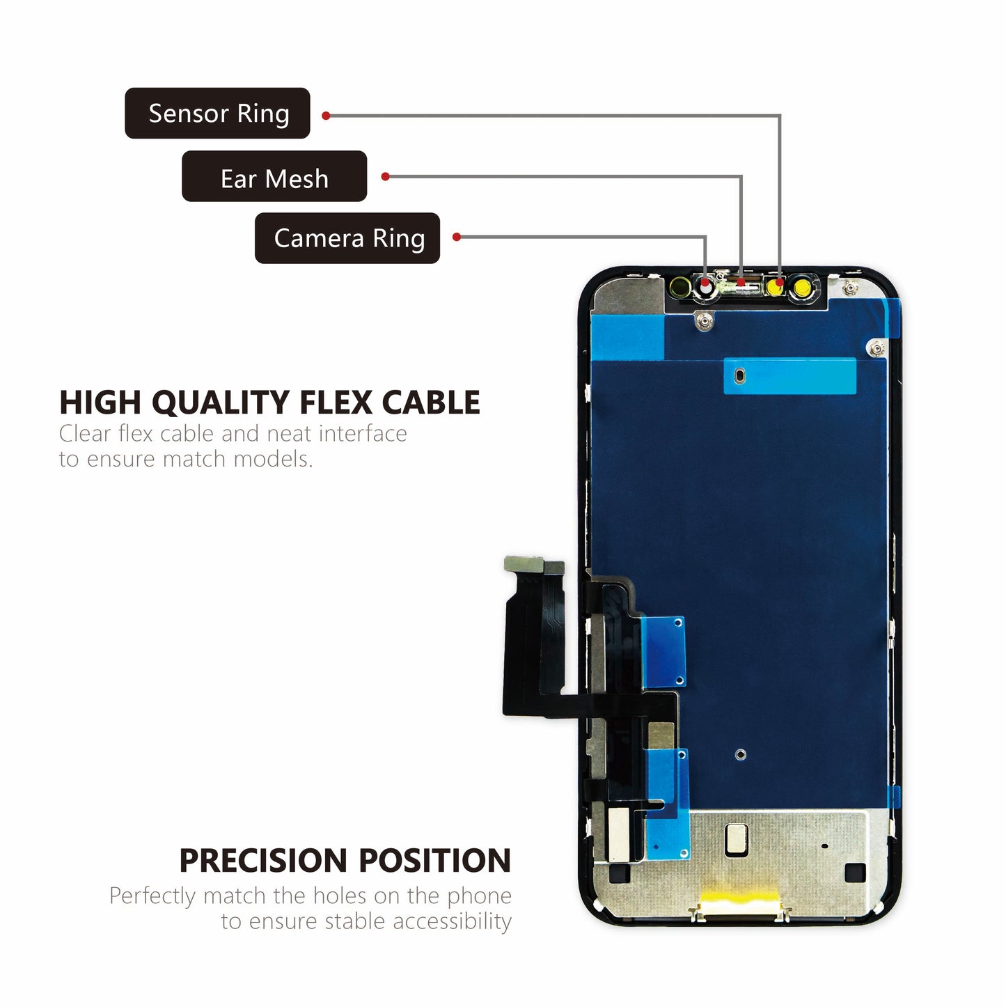 (MP+ COF) LTPS InCell LCD Assembly with COF Technology for iPhone XR - Black (Steel Plate Pre-installed)