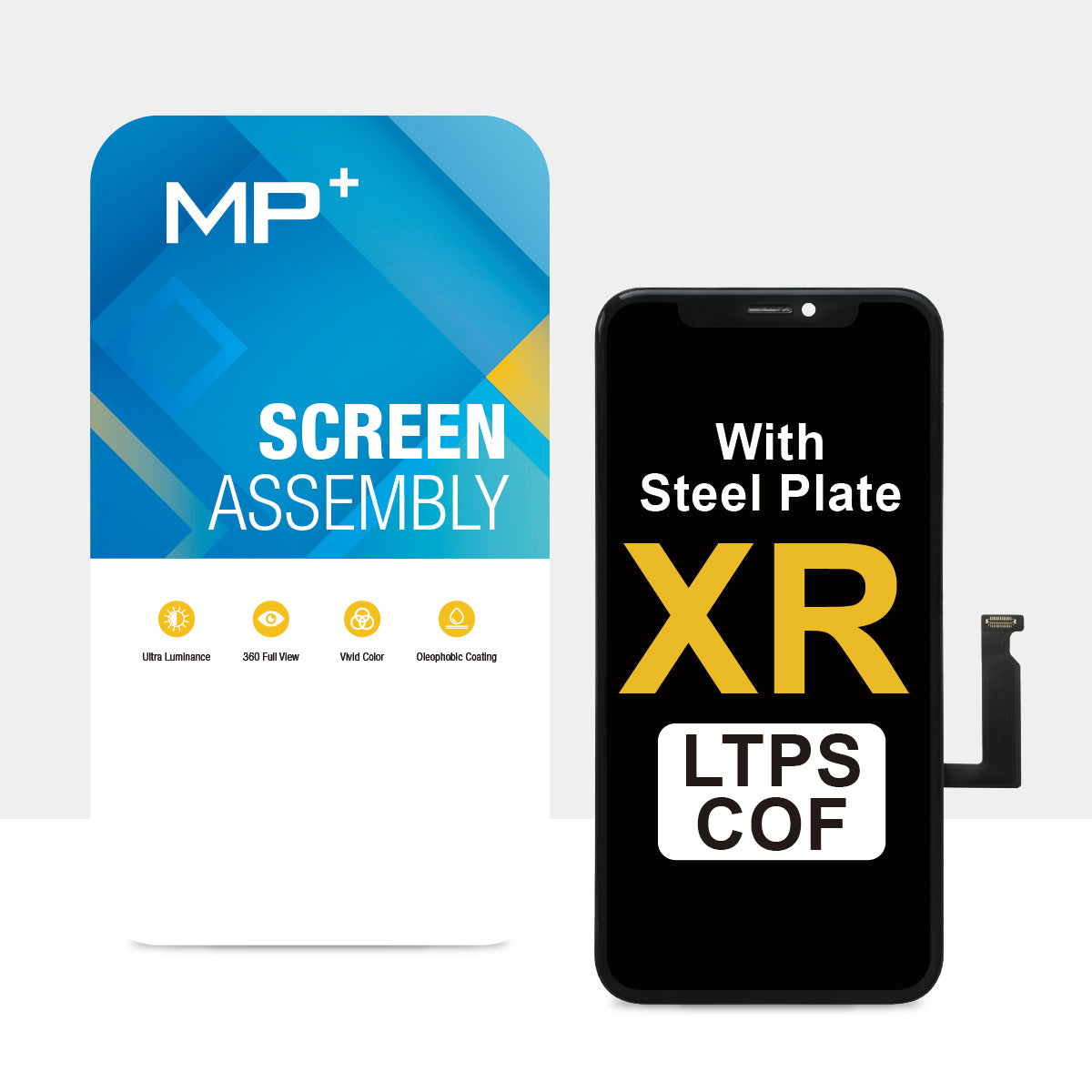 (MP+ COF) LTPS InCell LCD Assembly with COF Technology for iPhone XR - Black (Steel Plate Pre-installed)