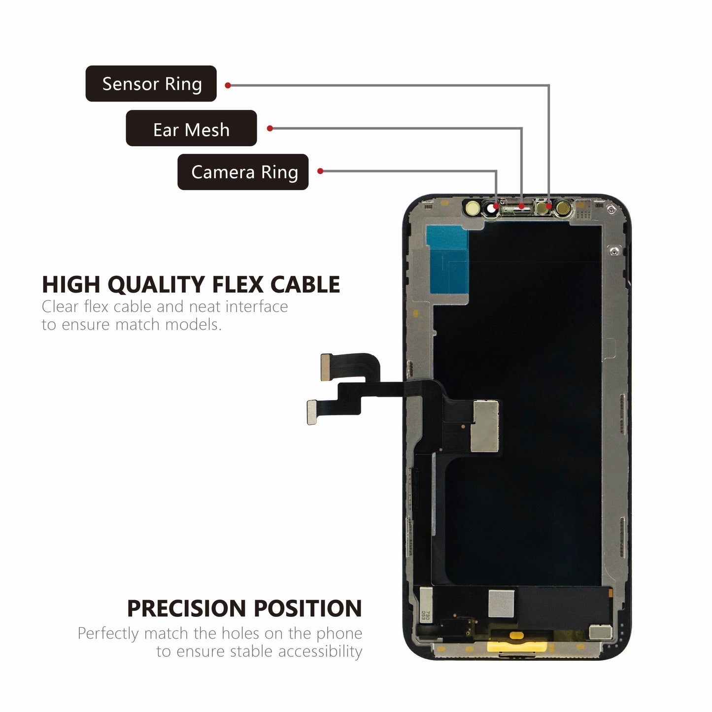 (VX) Hard OLED Assembly for iPhone XS - Black