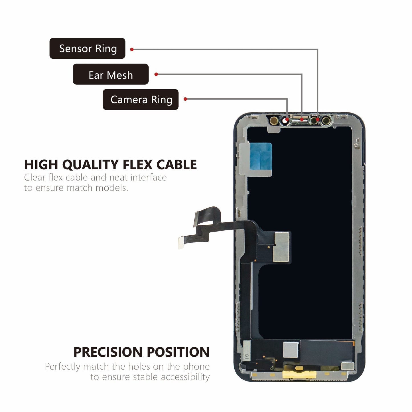 (VX) Hard OLED Assembly for iPhone X - Black