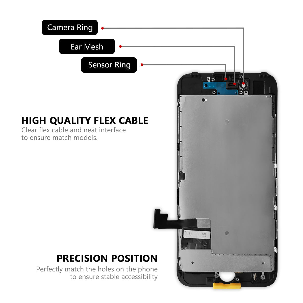 (MP+) LCD Assembly with Steel Plate for iPhone 7 - Black