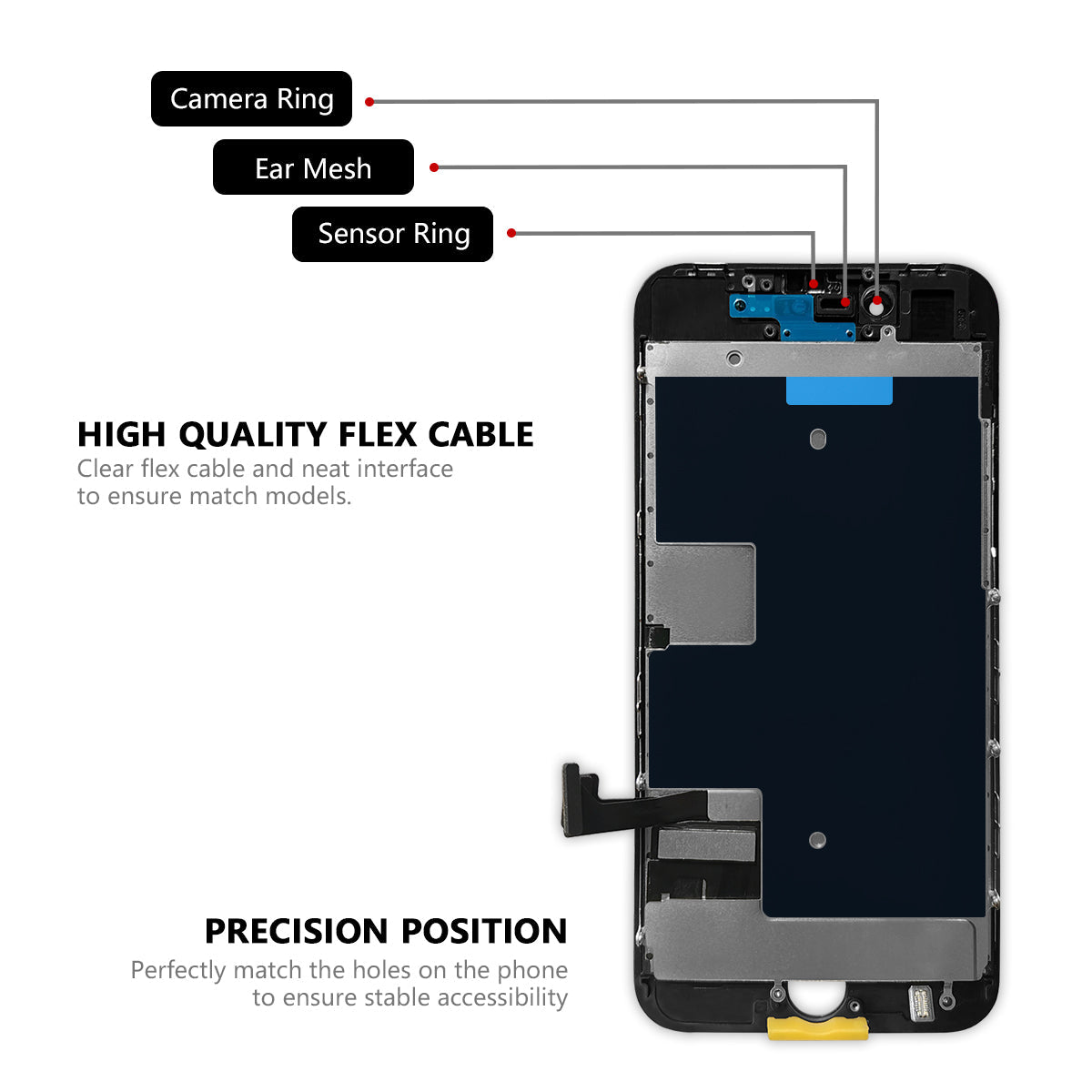 (MP+) LCD Assembly with Steel Plate for iPhone 8 / SE (2020) / SE (2022) - Black