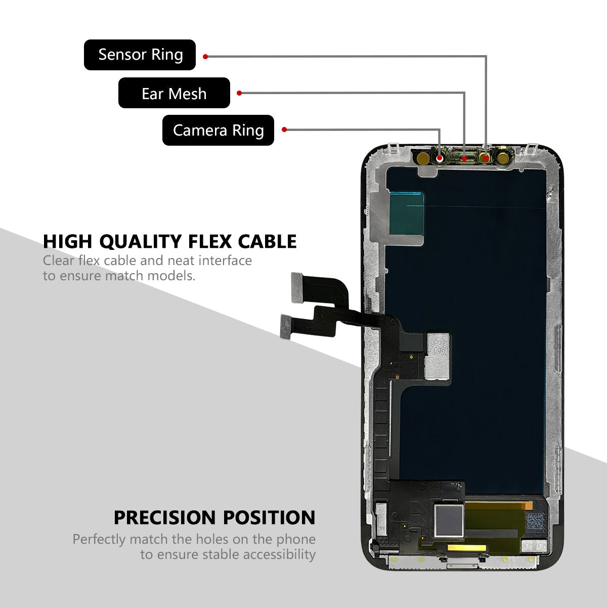 (MP+ HD) LCD Assembly for iPhone X - Black